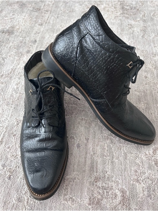 Men\'s Fleece Lined Ankle Boot Chukka 9-9.5 Leather Textured Shoes Oxfords Dress main image 2